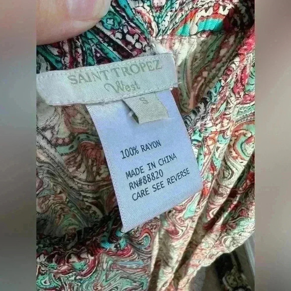 Saint Tropez West Womens Red Paisley Boho Euro Summer Coastal Maxi Skirt Small - Picture 5 of 7